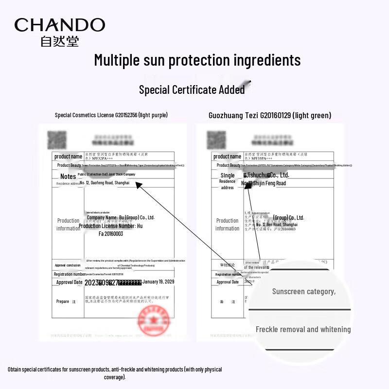 CHANDO Snow White Brightening Multi-Protection Sunscreen Isolation Cream SPF32 PA+++