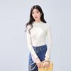 Elegant Mesh Panel Semi-High Neck Knit Top