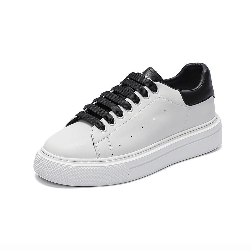 GAG Men's Board Shoes New Thick-soled Heightening White Shoes Cowhide Breathable Board Shoes Sports and Leisure Shoes Simple and Versatile