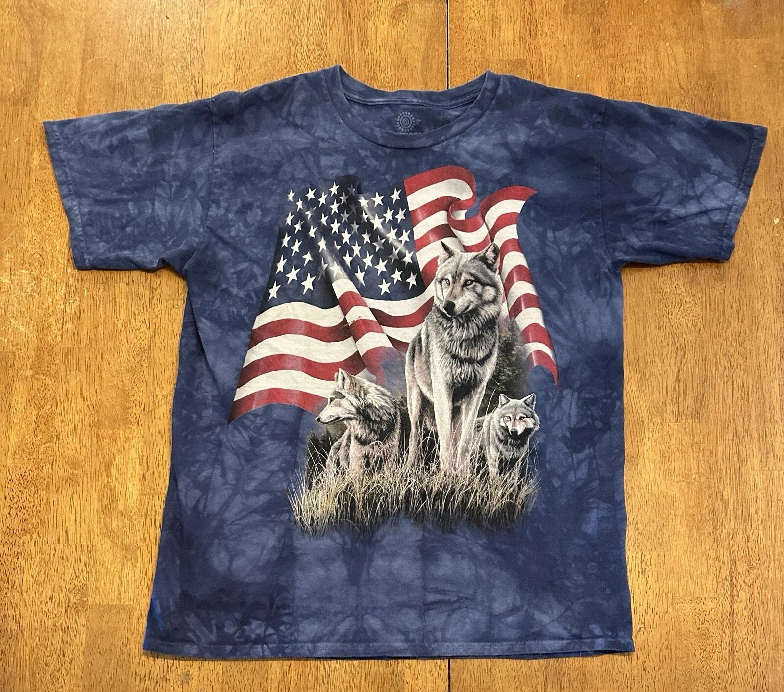 The Mountain Wolf T Shirt Large Tie Dye USA Flag M