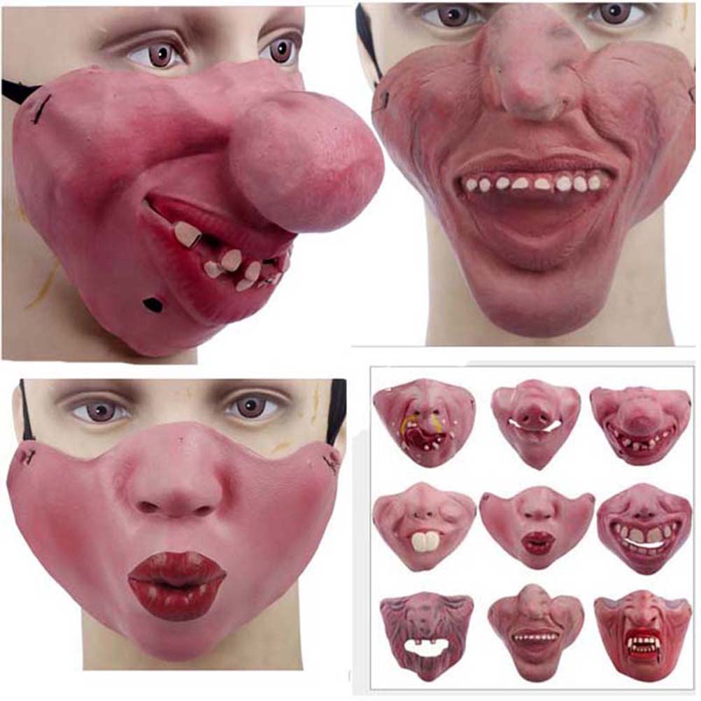Funny Adult Party Mask Latex Clown Cosplay Half Face Horrible Scary Mask Masquerade Halloween Party Carnival Birthday Gift
