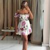 European and American women's clothing summer African new sweet one-word off-the-shoulder printed waist dress