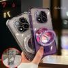 For Xiaomi Redmi Note 14 13 13R 12 11 10 9 9S 8 Pro Plus 4G 5G Case Glitter Plating Mirror Magnetic Phone Holder Bracelet Cover