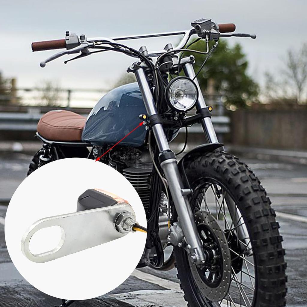 Biqing 2pcs Motorcycle Turn Signal Stay, Motorcycle Turn Signal Stay, Base Bike Turn Signal Bracket, Easy Installation, Silver