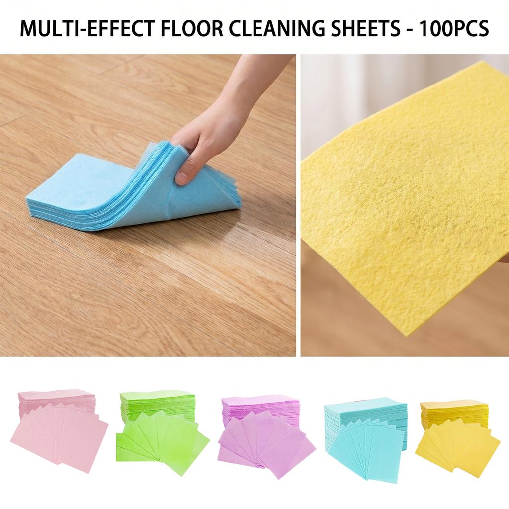 100pcs Floor Cleaning Sheets for Household Use Wood Tile Cleaner Sheets Floor Wax Cleaning Sheets Multi Surface Cleaning Solution