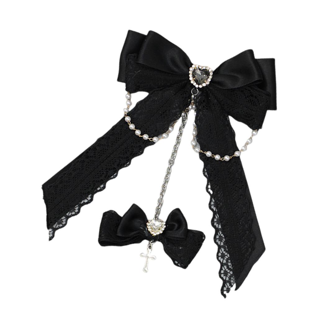 2000s Hair Clip for Halloween Gothic Lace Bowknot Hair Clip for Theme Event Anime Maid Barrettes Hair Holder for Cosplay