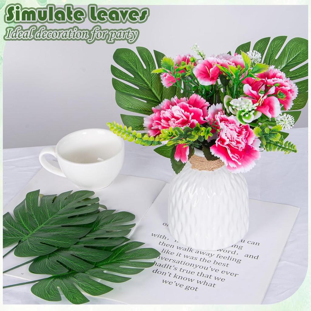 Artificial Monstera Leaves Faux Tropical Greenery Hawaiian Palm Monstera Leaf Fake Turtle Plant for Wedding Party Home Decor