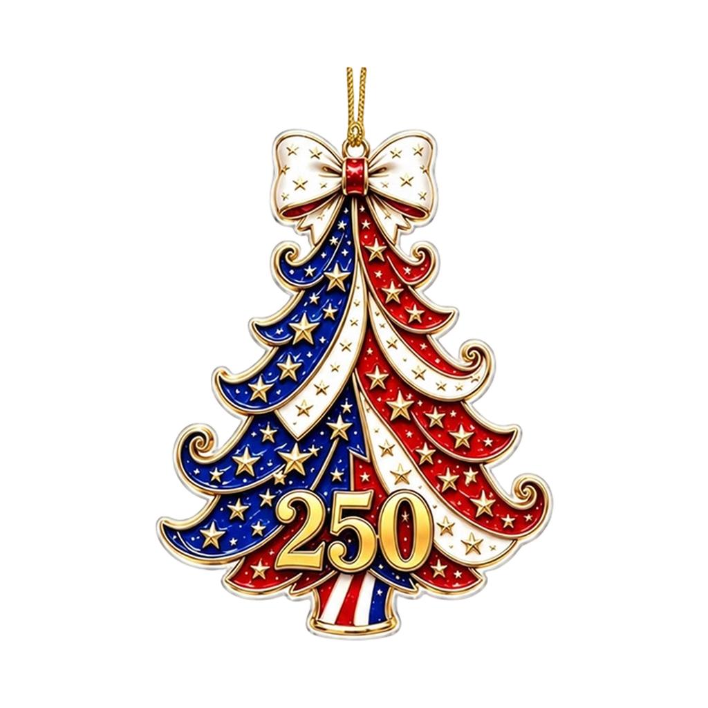 2D Acrylic Flat Christmas Tree Ornament, Holiday Hanging Decoration with 0th Anniversary Commemorative Design