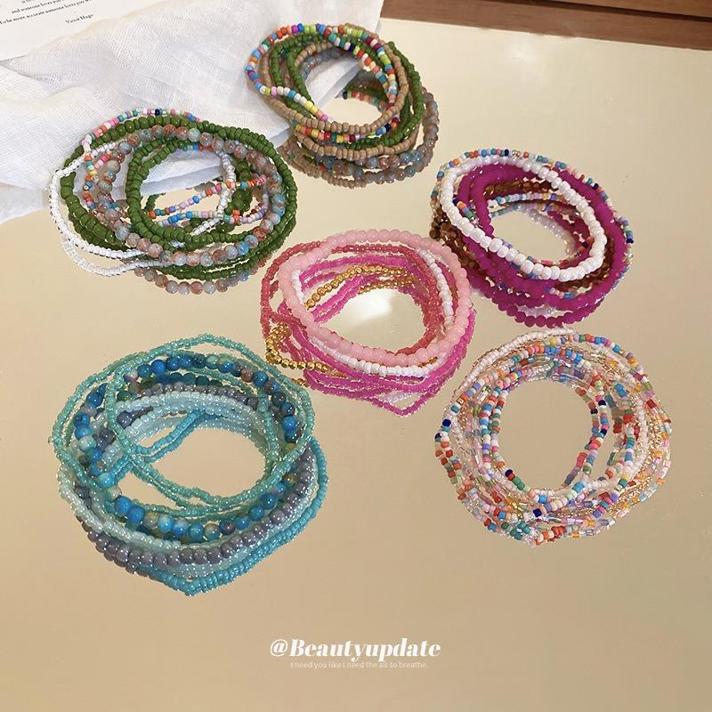 Bohemian Style Stacked Rice Bead Bracelet Seven-piece Set High-end Dopamine Bracelet Niche Fresh Jewelry Wholesale