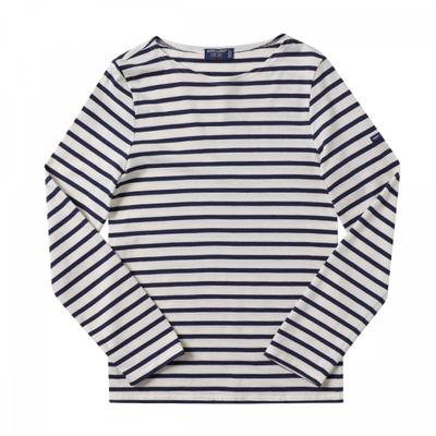 St. James 9858 Ecru Blu Minquire Striscia Moderna Unione Maglietta a Maniche Lunghe