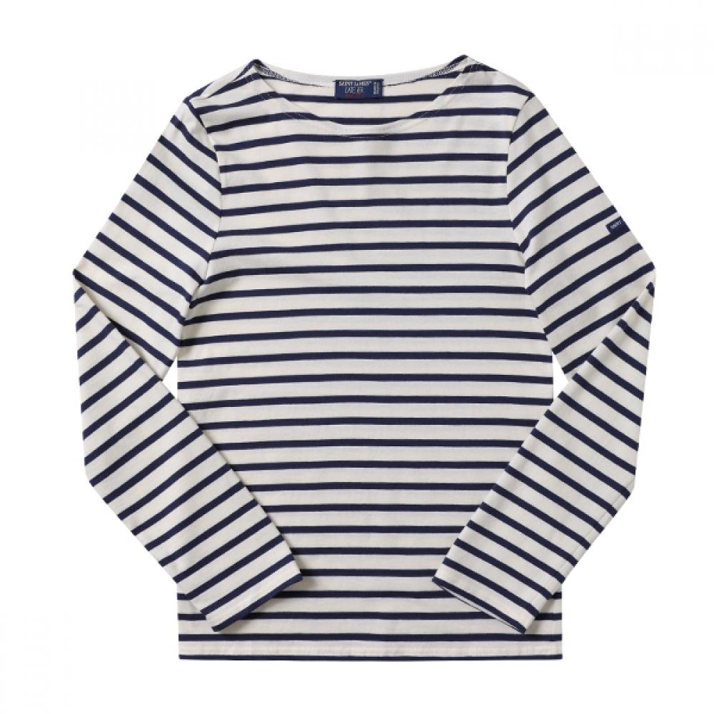 St. James 9858 Ecru Marine Minquire Modern Stripe Union Long Sleeve Tee 9858 ECRU MARINE (S)
