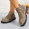 Autumn Leopard Print Chunky Heel Chelsea Boots – Versatile Pointed Toe Women's Fashion