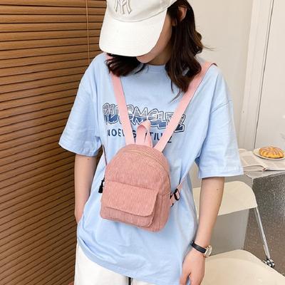 Mochila Mini de Moda para Mujer Color Sólido Pana Mochilas Pequeñas Simples Casuales Mochilas Escolares para Estudiantes Mochilas de Viaje 2024