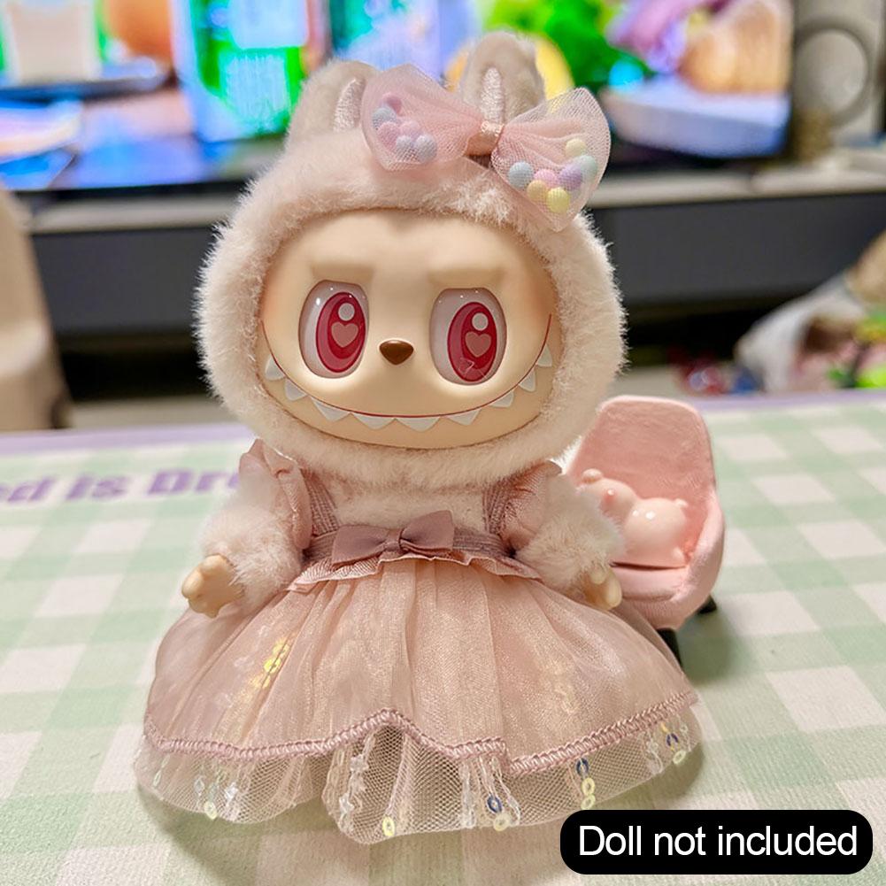 For 17cm Labubu Doll Clothes Fashion Clothes Hoodies Doll Clothes Hoodies Dolls Accessories Cute Decoration Little Cloths