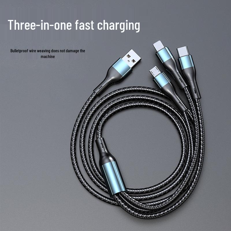 120W Triple-Head Fast Charging Cable for Apple, Huawei, Android Devices