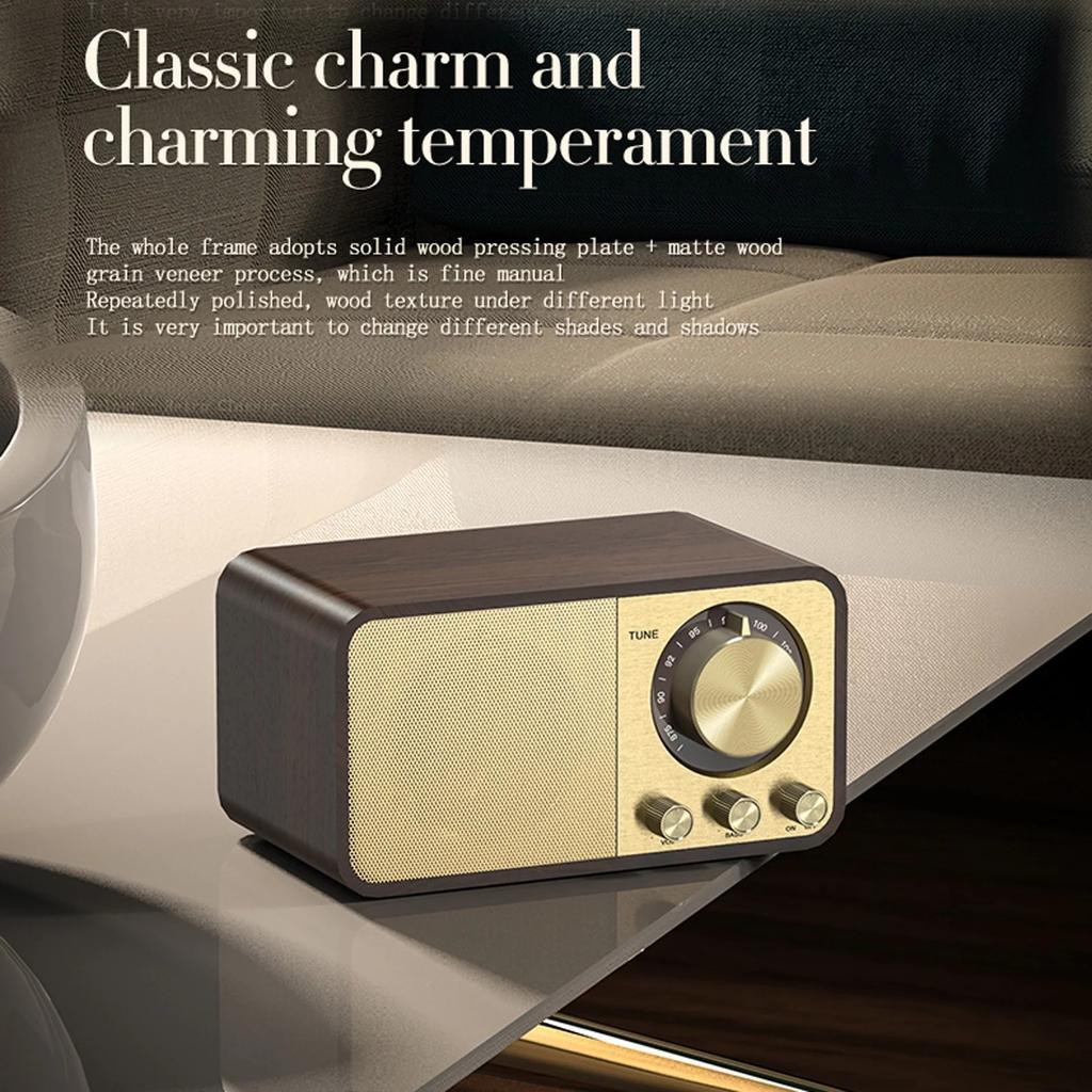 Radio FM Nostalgica Retrò Portatile Ricevitore Radio Vintage in Noce Altoparlante Bluetooth Subwoofer Wireless Soundbar Supporta Scheda TF