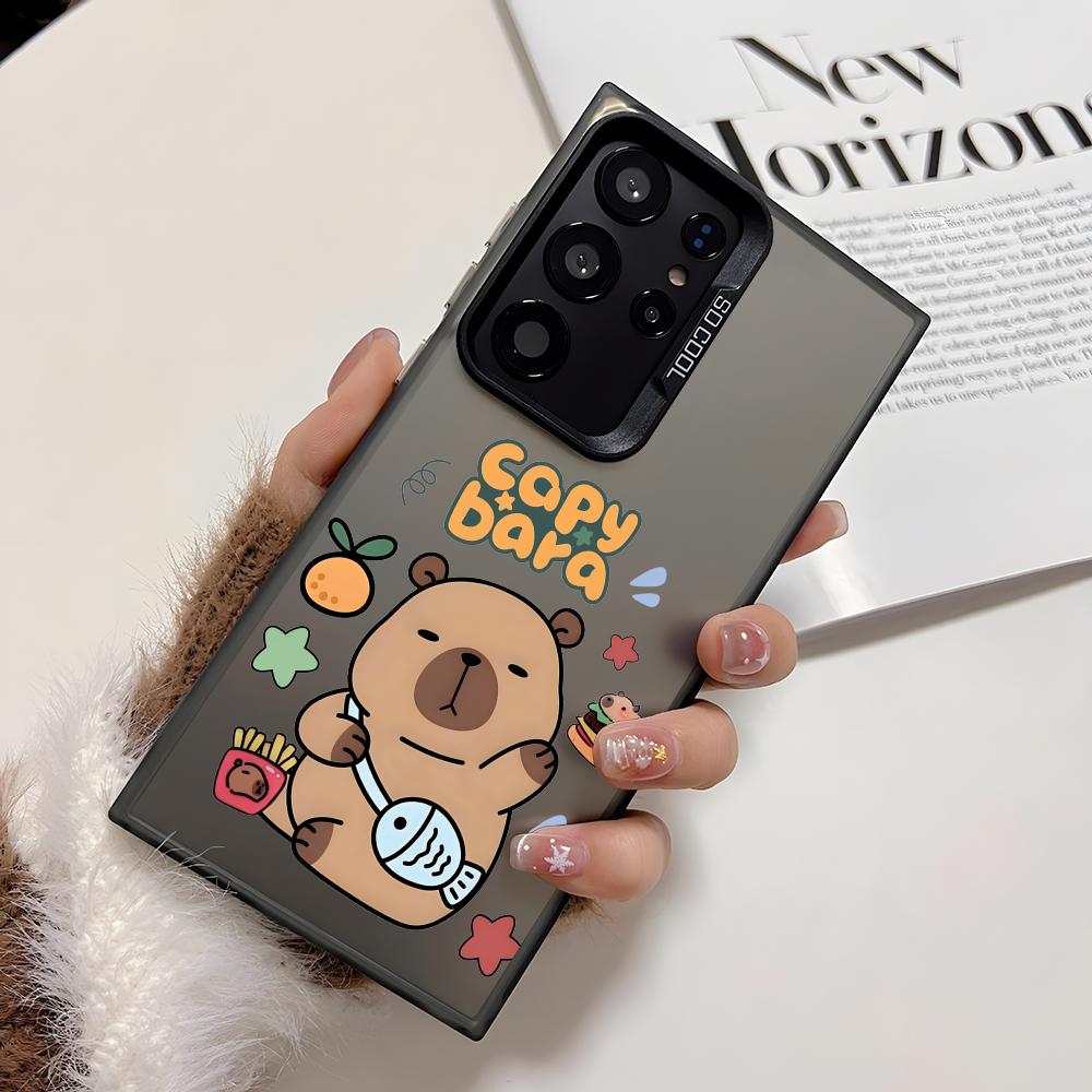 

Cartoon Cute Capybara Phone Case For Samsung Galaxy S25 Edge S24 S23 S22 S21 S20 Ultra Funda Silicone Silver Cover Galaxy S21 5G
