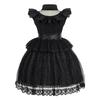 Addams Family Girls' Wednesday Cosplay Black Mesh Jumpsuit Costume for Halloween or Prom
