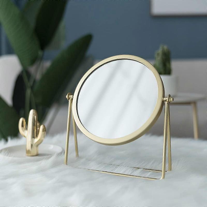 Single Side Makeup Mirror Vintage 360 Rotating Metal Makeup Mirror Round Beauty Mirror Handmade Makeup