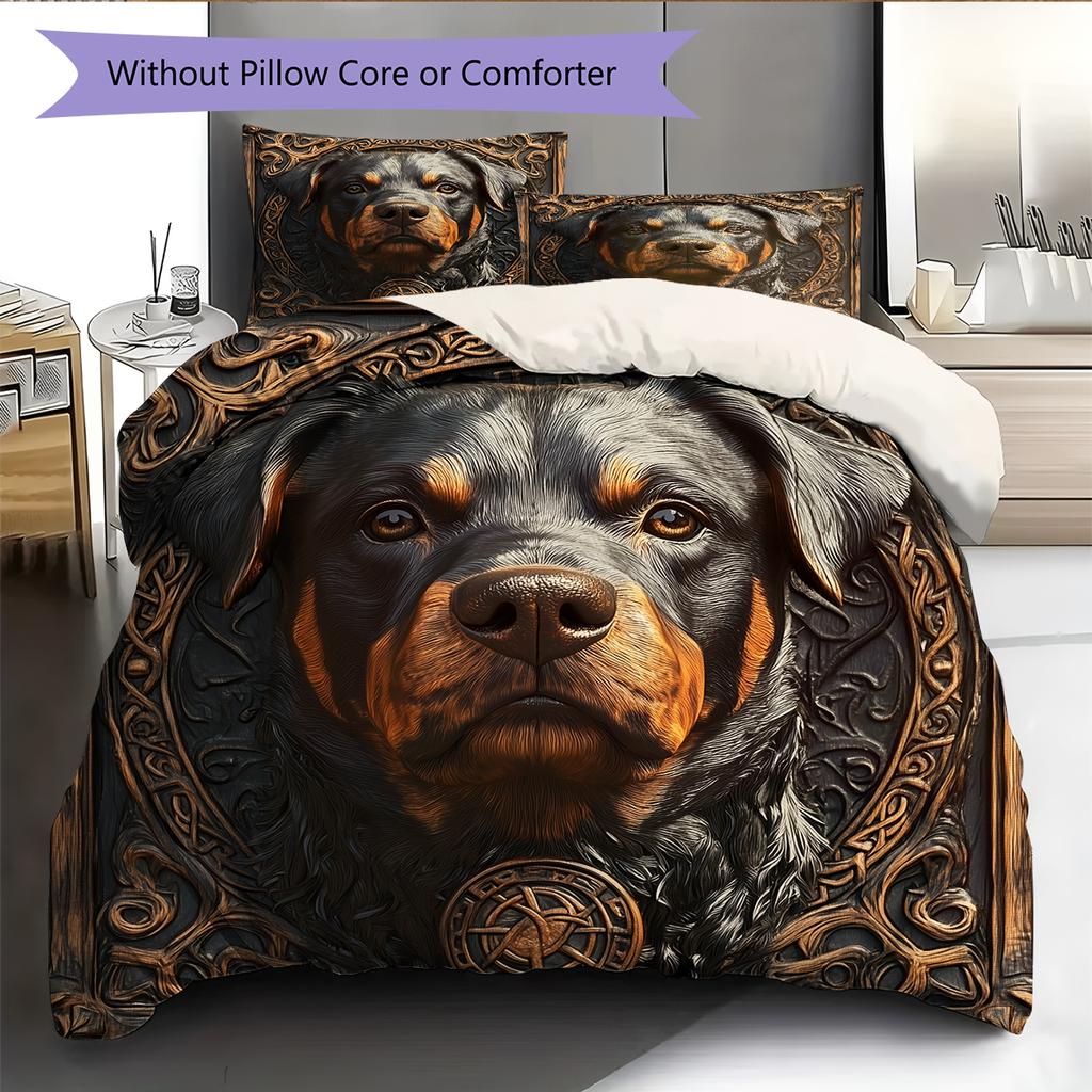 Rottweiler Pattern Bedding Home Decoration Birthday Gift (1 * duvet cover + 2 * pillowcase, without core)