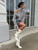 High Neck Off-Shoulder Sweater Women's Autumn Winter Ins Style Matching Knit Sweater Loose Pullover