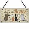 Handmade Cute Cat Sign Wood Plate Wall Decoration Christmas Gift for Pet Lovers Bedroom Home Decor