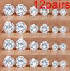 12 Pcs Zircon Earrings Set Briliant Shiny Stud Earrings for Women Simple Pearl Irregular Trendy Jewerly Accessories 2026 New