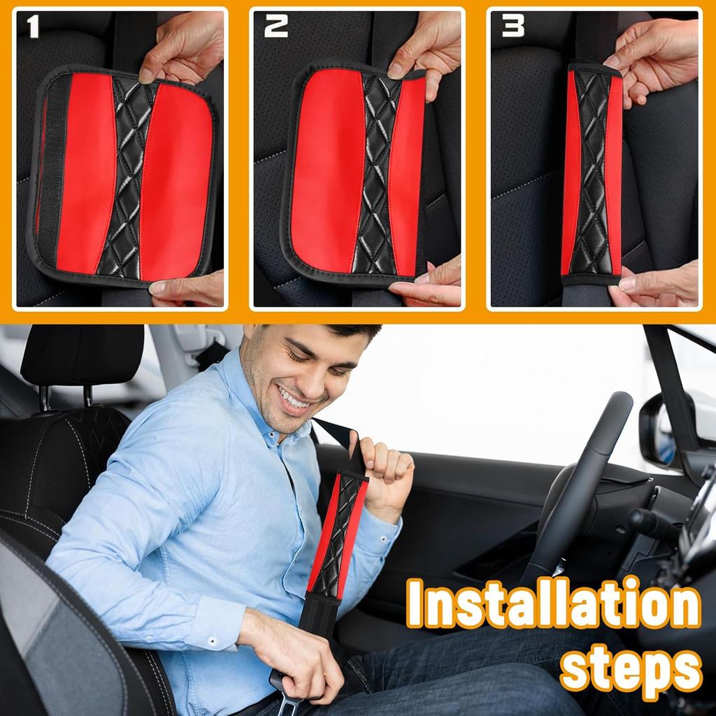 2PCS Car Seat Belt Cover Pad,Soft Leather Seatbelt Covers for Car,Seatbelt Shoulder Strap Protector,Vehicle Shoulder Pad Cushions,Universal Auto Safe