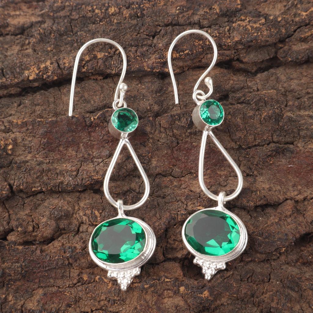 Chrome Diopside Gemstone 925 Sterling Silver Jewelry Earrings 2.50" Gift For Her EE-132-7