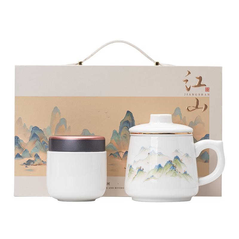 Ceramic handle mug, tea cup, high-grade tea separation cup, large-capacity filter water cup, gift.