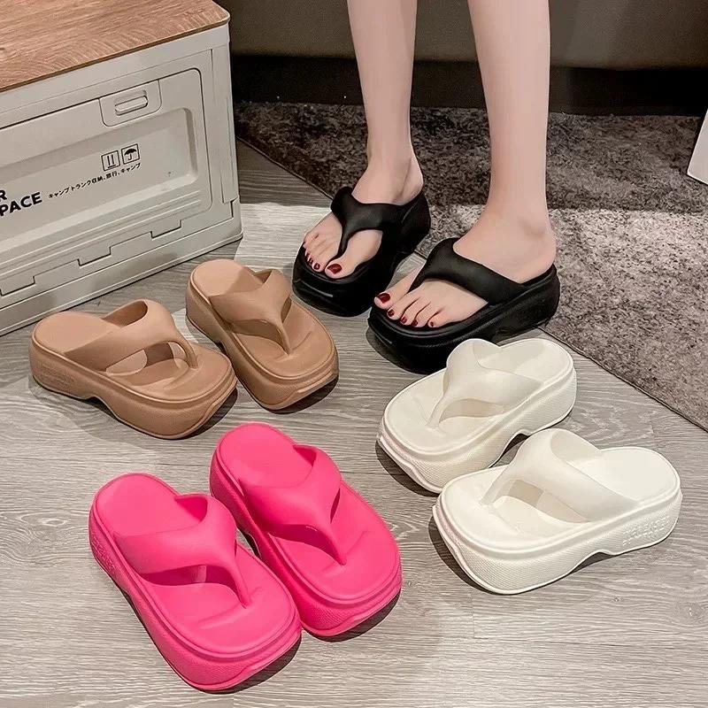 Fashion Platform Women's Flip-flops Casual Women's Slippers Soft Soles Summer Flat Sandals Outdoor Thick Soles Non-slip Beach Shoes