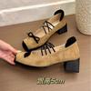 Suding Family, Medieval School, Korean Version of Retro Suede Bow Mary Jane Shoes Women's Spring Versatile Thick Heel Single Shoes