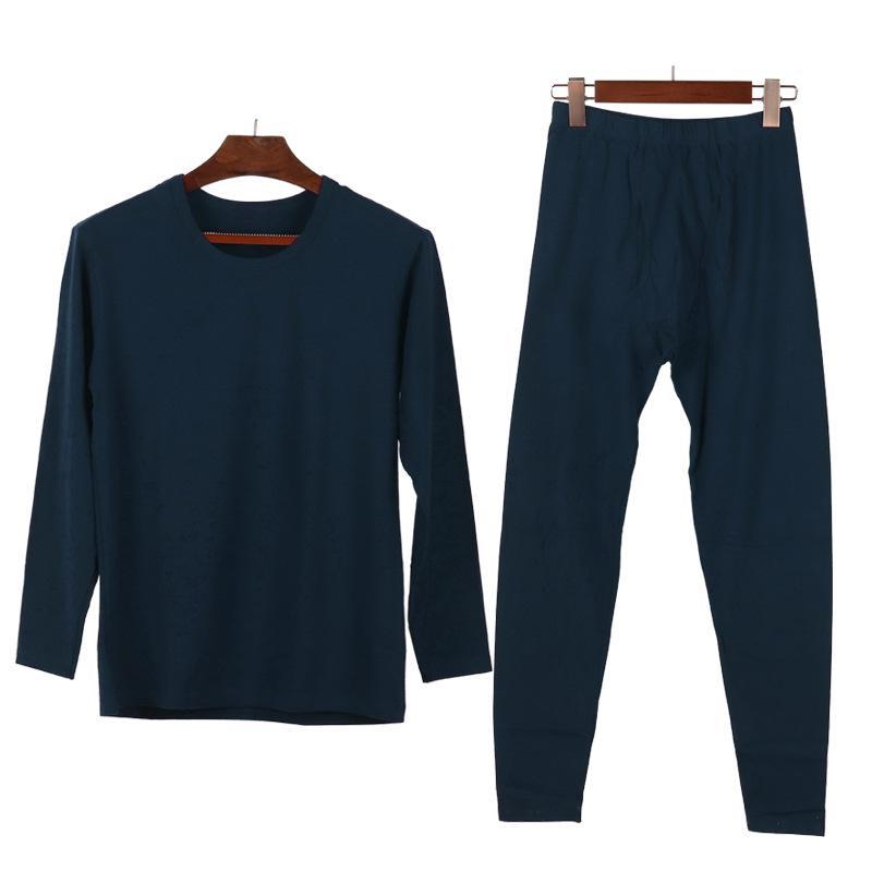 Men's Pure Cotton Round Neck Thermal Underwear Set - Lightweight, Breathable Autumn Bottom Wear