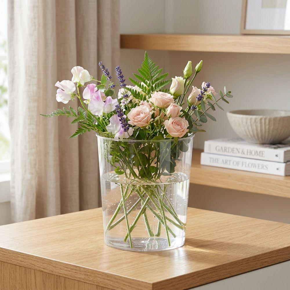 Plastic Transparent Trash Can Round Shape Flower Clear Vase Clear Garbage Container  Bedroom