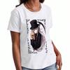 Anime Manga Character Ladies Cotton T Shirt, Premium Cotton Graphic Print, Durable, Casual Fashion, Japanese Text Manga Art, Streetwear Inspired Appar
