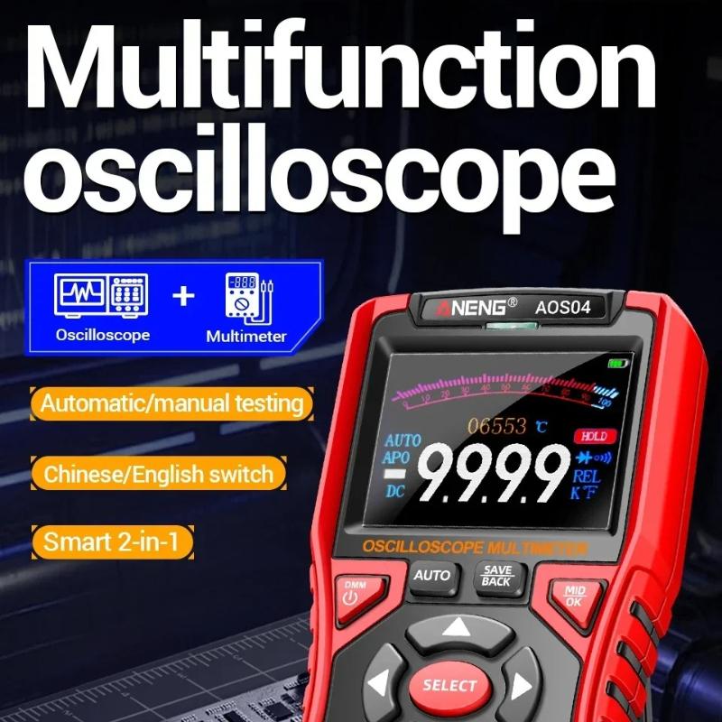 ANENG AOS04 2 in 1 Digital Oscilloscope Multimeter 10Mhz 50MS/s Portable Laboratory Oscilloscope Electrical Repair Oscilloscope with Digital Display