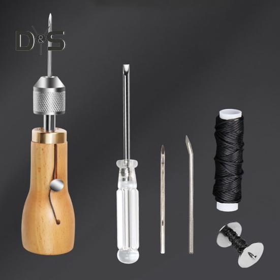 Conjunto Sovela de Costura em Couro Costurador Manual Kit Ferramentas de Reparo de Couro com Agulhas Chave de Boca Chave de Fenda Ferramenta de Costura Manual para Couro Tecido Pesado DIY Couro