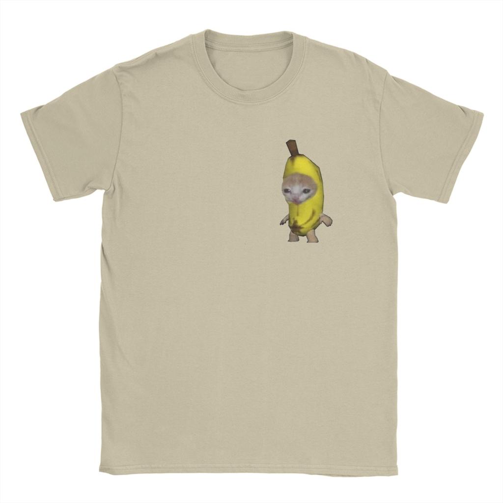 Crying Cat Banana T Shirt Summer Pure Cotton T Shirts For Mens Harajuku Printed Tee Shirt Short Sleeve Y2K Casual Tees