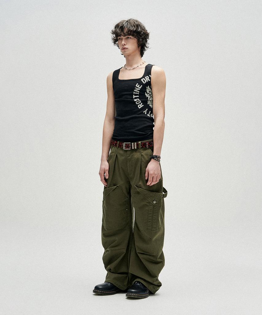 NOT4NERD Flap Pocket Curved Cotton Pants - Khaki