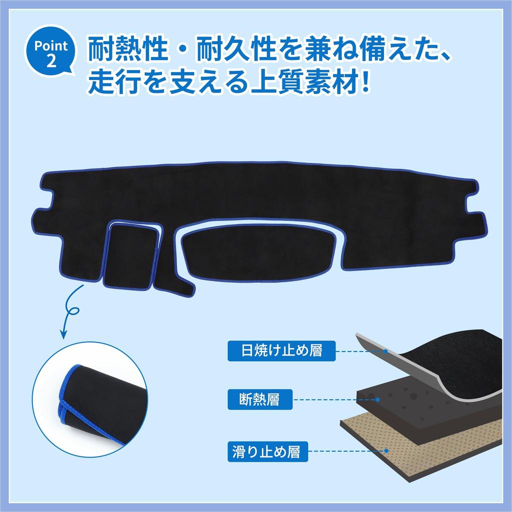 FUELHOOD Dashboard Mat for Toyota Tank and Roomy (M900A/M910A, 2016-Present) - Suede, Black/Blue