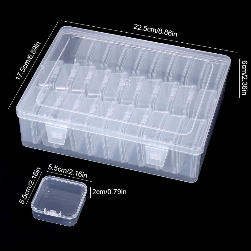 31Pcs Small Beads Organizers Plastic Cases Mini Clear Dimond Storage Containers Boxes for Bracelet Making DIY Jewelry Craft Nail