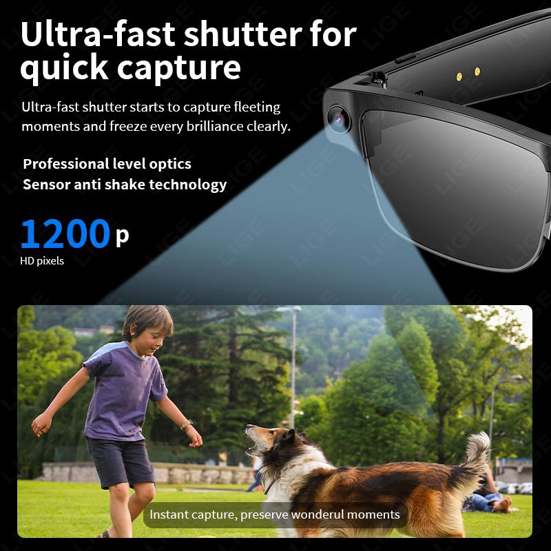 HD 800W Pixels AI Smart Glasses Photochromic Chat GPT Camera Bluetooth Call Voice Assistant Music Player Translation Semi-Rimless UV Protection Unisex