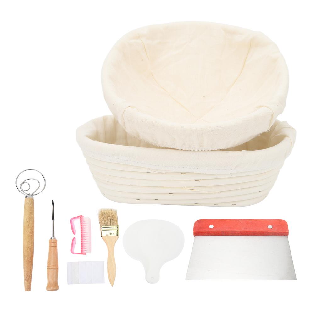 10.2in Round Dough Rising Proofing Basket Stainless Steel 8.7in Oval Cane Sourdough Basket