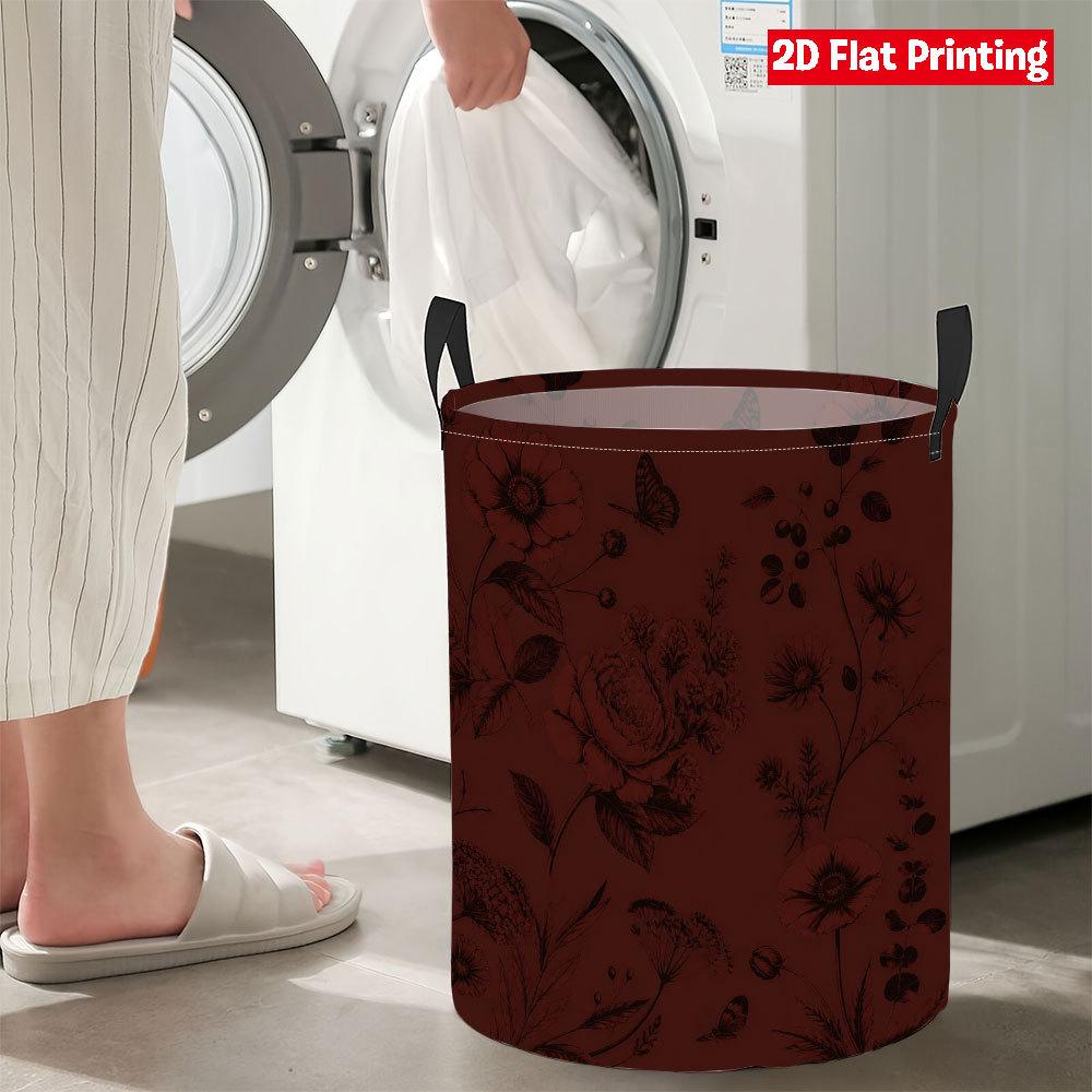 Collapsible Laundry Basket Large Round Waterproof Fabric Hamper Dirty Clothes Storage Bin Toy Organizer with Handles