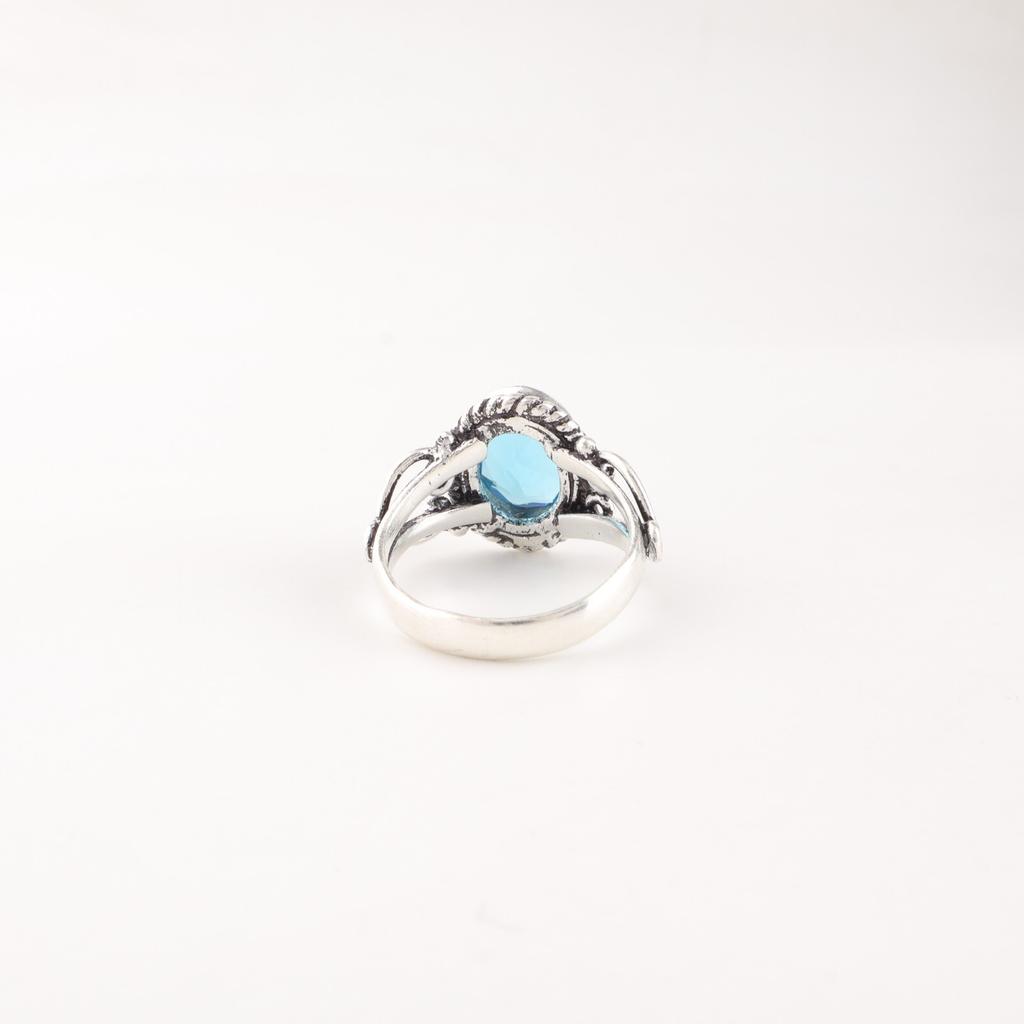 Rare Swiss Blue Topaz Gemstone 925 Sterling Silver Jewelry Handmade Promise Ring RR-8-4