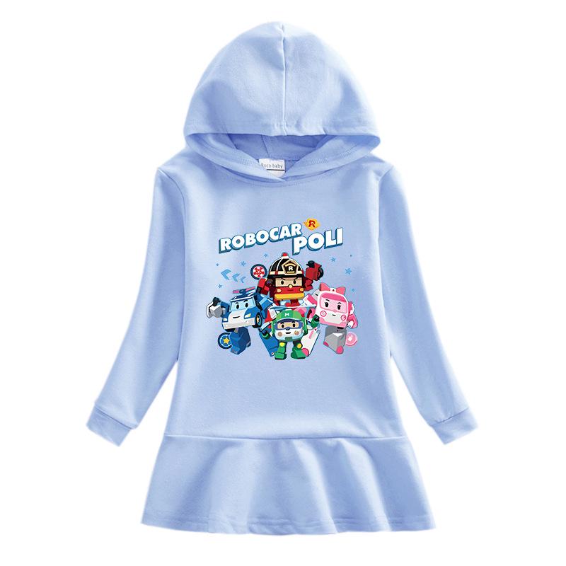 Spring & Autumn Ruffle Cartoon Rainbow Hooded Long Sleeve Princess Dress for Girls