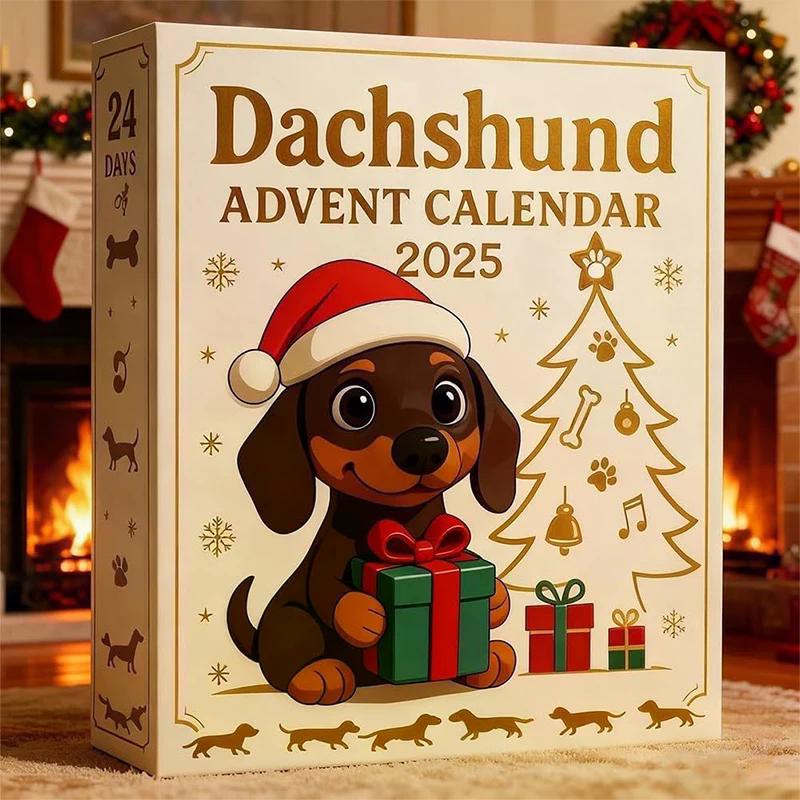 2025 Dachshund Advent Calendar,24 Days Christmas Countdown Calendar Acrylic Cute Dachshund Holiday Tree Décor For Dog Lovers
