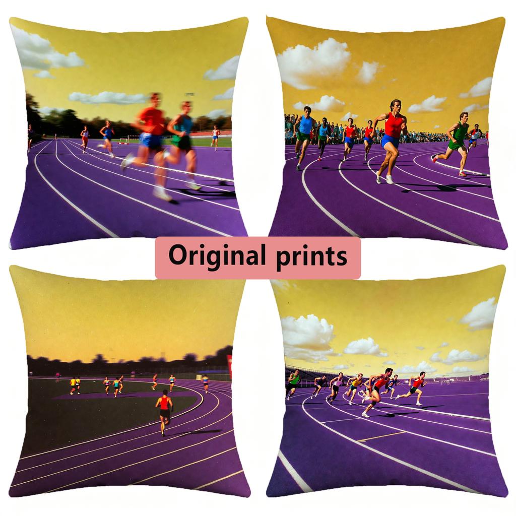 Vintage Track Field Sports Throw Pillow Covers Pattern Cushion Cover Suitable for Sofa Bedroom Car Pillow Cover
