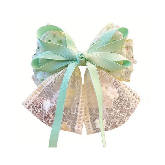 Hairpin Soft Embroidery Lace Splicing Ribbon Bowknot Decor Girl Hair Pin Gentle Hairstyles Side Hair Clips Hair Accessory