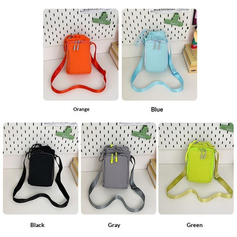 Nylon Water Bottle Sling Bag Lightweight Adjustable Strap Zipper Pouch Fits 12-40oz Bottles for Outdoor Walking Running